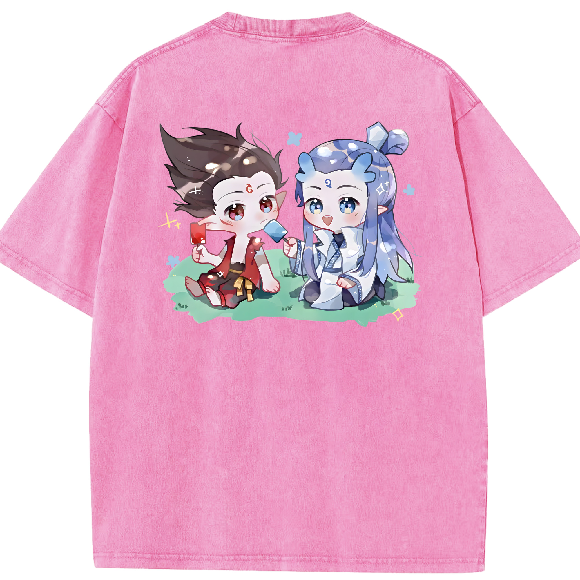 （画像用） Ne Zha 2 ナタ 魔童の大暴れ 綿100% ヴィンテージ風 半袖Tシャツ（背面プリント）
